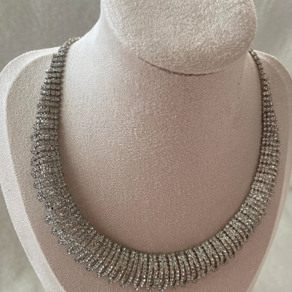 Radiant Multi-Row Rhinestone Collar Necklace - Picture 4 of 6